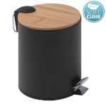 1409 (57913) KENTA odpadkový koš 5l, Soft Close, černá mat/bambus 1409