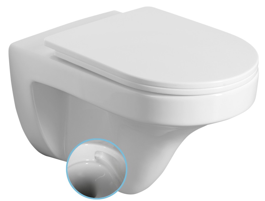 PS8512 (60880) DENICA závěsná WC mísa, Vortex Rimless, 36x52cm, bílá PS8512