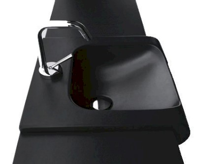 INKA keramické umyvadlo polozápustné, 40x40cm, černá mat 341231