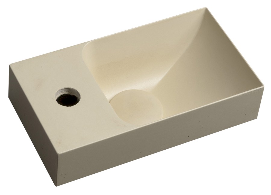 PK30022 (55152) PICCOLINO betonové umývátko 30,8x17cm, baterie vlevo, žlutá mat PK30022