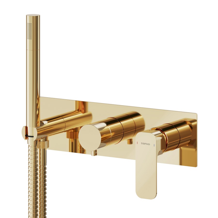 PY53/17 (50865) SPY podomítková sprchová/vanová baterie s ruční sprchou, 3 výstupy, zlato PY53/17