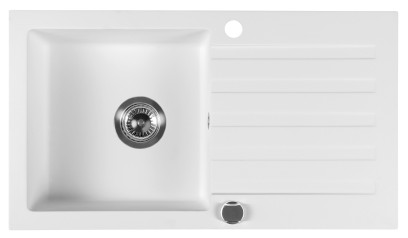 Granitový vestavný dřez s odkapem, 78x44cm, bílá GR7201