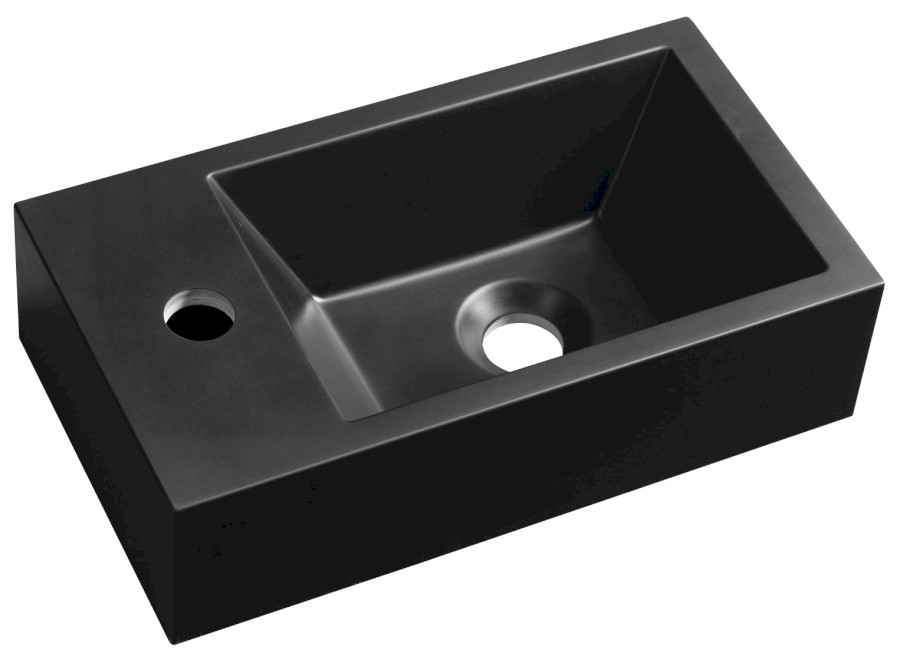 AR400B (52734) AMAROK umývátko, litý mramor, 40x22cm, baterie vlevo, černá mat AR400B
