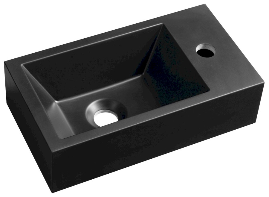 AR500B (52735) AMAROK umývátko, litý mramor, 40x22cm, baterie vpravo, černá mat AR500B