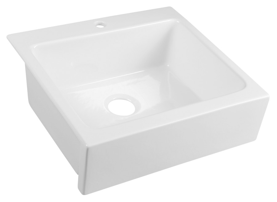 ARYA polozápustný keramický dřez s otvorem pro baterii 66x62cm, bílá 50166