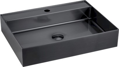 AURUM nerezové nástěnné umyvadlo, 55x42cm, včetně výpusti, gun metal AU102