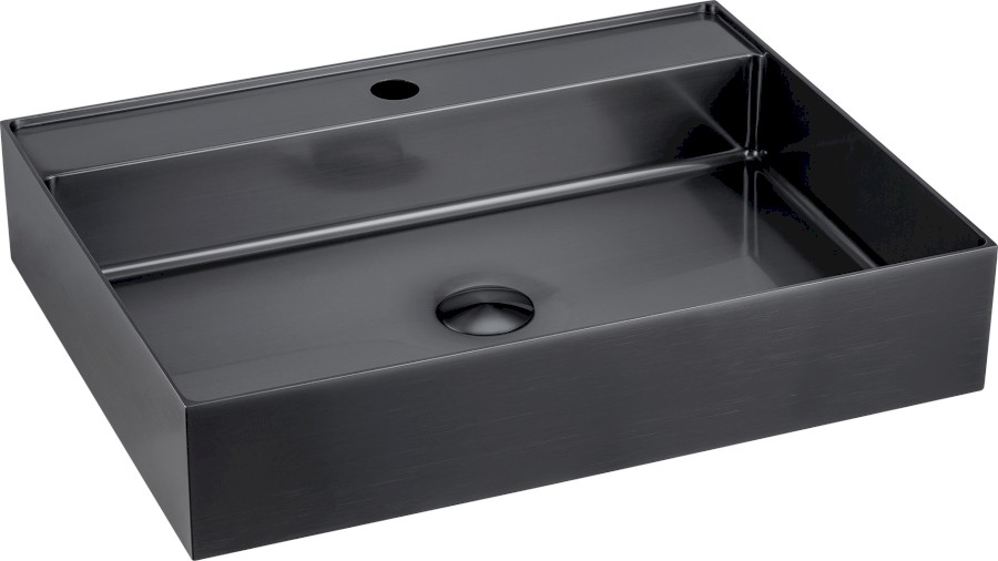 AURUM nerezové nástěnné umyvadlo, 55x42cm, včetně výpusti, gun metal AU102