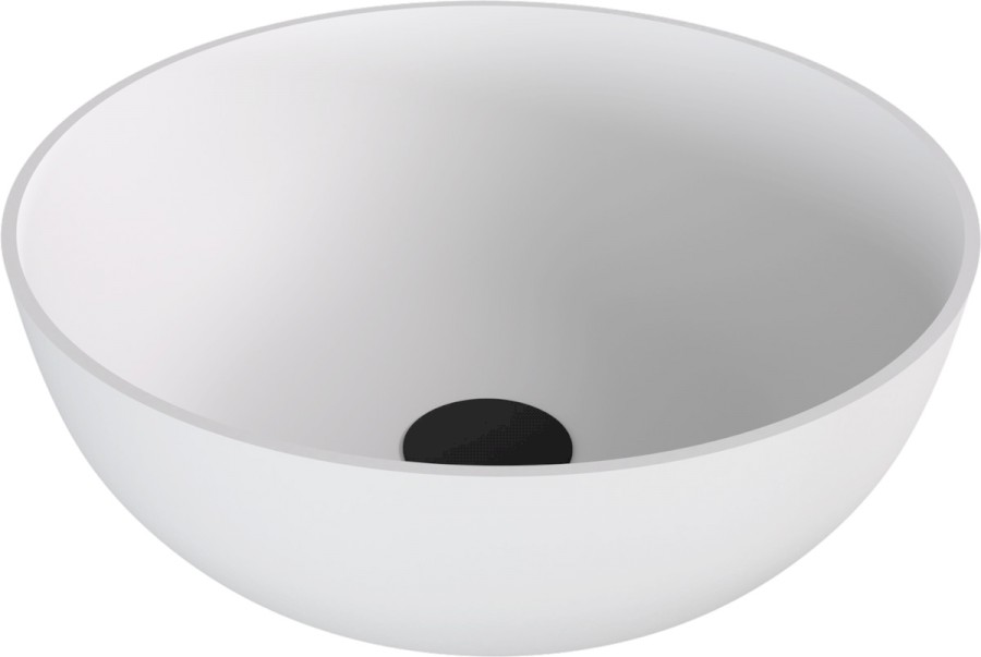 14337MAT (58391) BANERA ROUND umyvadlo na desku, litý mramor, průměr 39cm, bílá mat 14337MAT