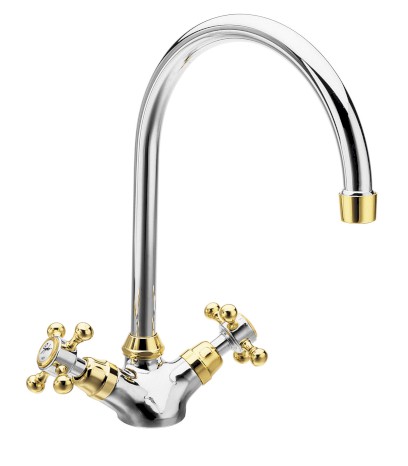 ANTEA stojánková dřezová baterie, výška 275mm, chrom/zlato 3092