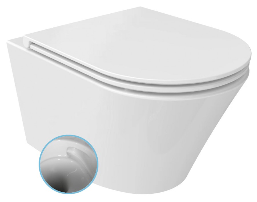 PZ1012V (61462) PACO závěsná WC mísa, Vortex Rimless, 36x53cm, bílá PZ1012V