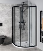 SIGMA SIMPLY BLACK čtvrtkruhová sprchová zástěna 1000x1000 mm, R550, čiré sklo GS5510B