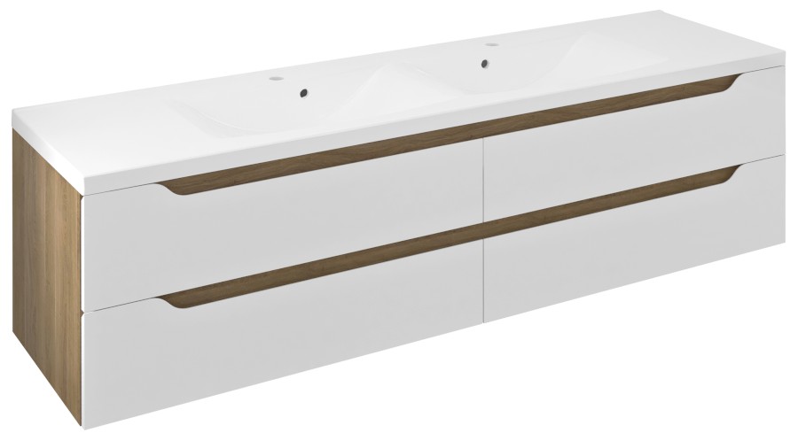 WA180-3025 (59755) WAVE dvojumyvadlová skříňka 179,7x50x47,8cm, bílá/dub cuneo WA180-3025