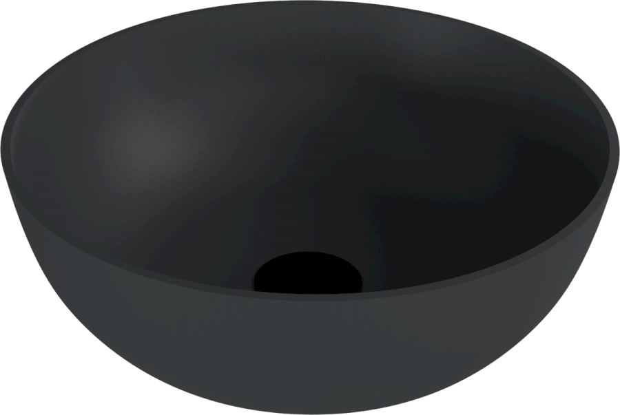 14337.51 (58398) BANERA ROUND umyvadlo na desku, litý mramor, průměr 39cm, antracit mat 14337.51