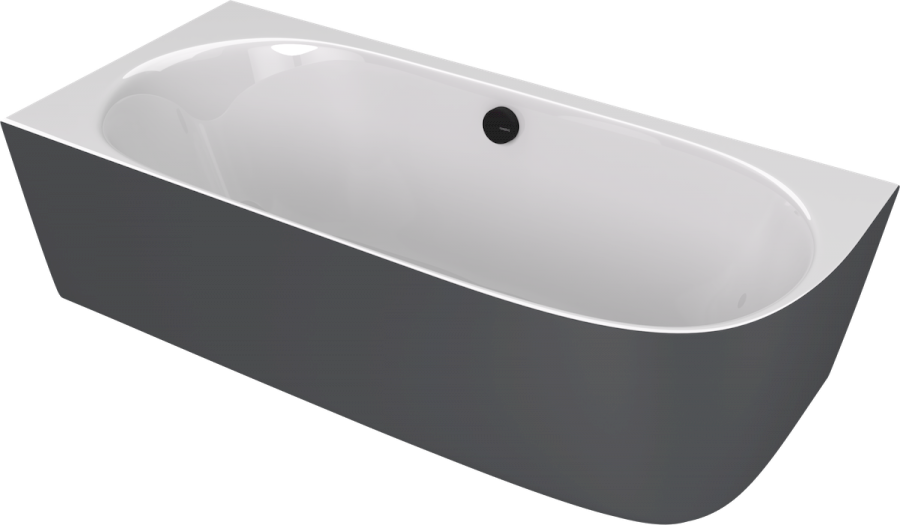 90191L.52 (57520) SUSSI L rohová stojící vana litý mramor 160x70x49,5cm, bílá/antracit mat 90191L.52