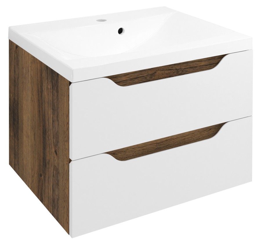 WA060-3019 (59762) WAVE umyvadlová skříňka 60x65x47,8cm, bílá/dub collingwood WA060-3019