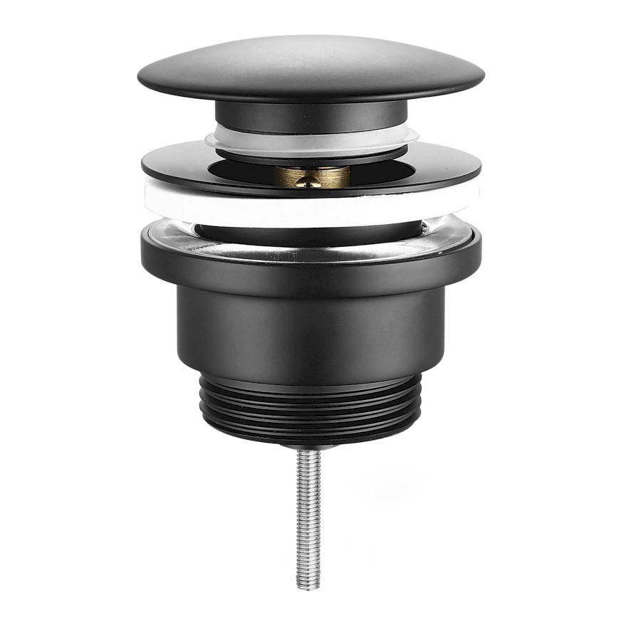 Umyvadlová výpust 5/4“, click-clack, velká zátka, 10-55mm, černá mat CV1002B