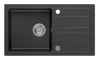 Granitový vestavný dřez s odkapem, 77x44cm, černá GR7204