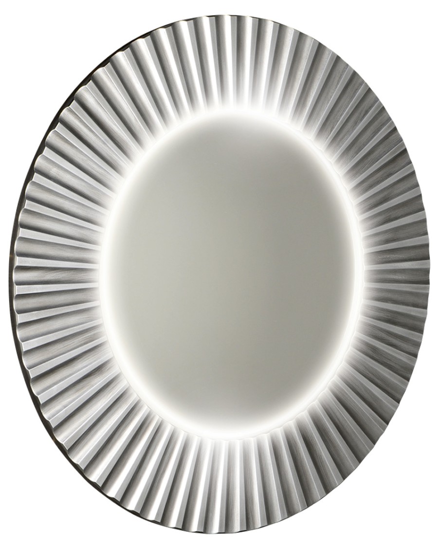 PRIDE STRIP kulaté zrcadlo s LED osvětlením v rámu ø 90cm, stříbrná PD952