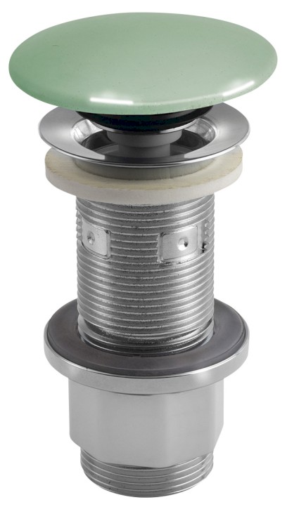 Umyvadlová výpust 5/4“, click-clack, betonová zátka, 10-80mm, zelená pololesk AS923