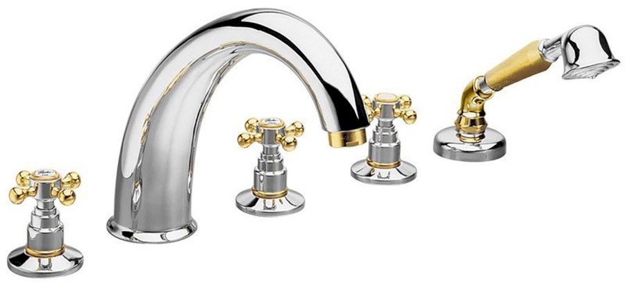 ANTEA pětiprvková baterie na okraj vany, chrom/zlato 3312