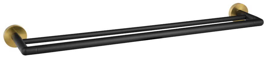 WS011BG (59064) LARISSA dvojitý držák ručníků 600mm, černá/zlato mat WS011BG