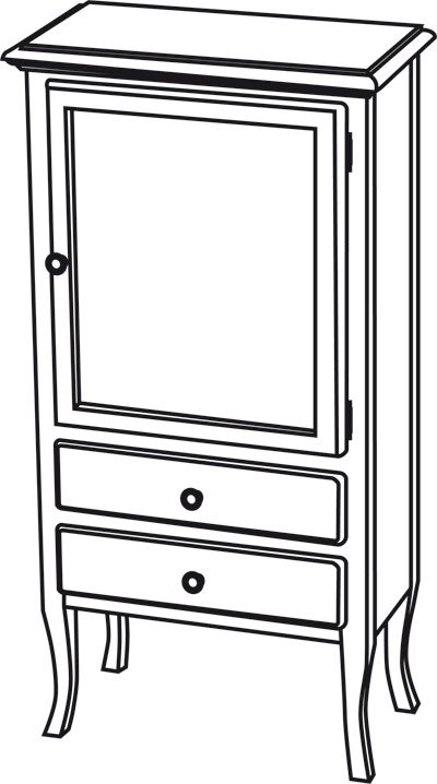 RETRO skříňka 60x120x38cm, starobílá, pravá 1691