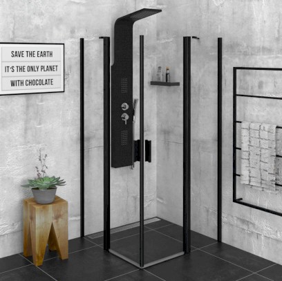 ZOOM BLACK čtvercová sprchová zástěna 900x900mm, čiré sklo ZL5415B