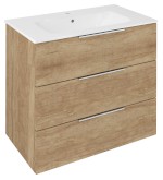 CR831-2222 (57643) CIRASA umyvadlová skříňka 79,8x75x46cm, 3x zásuvka, dub Alabama CR831-2222