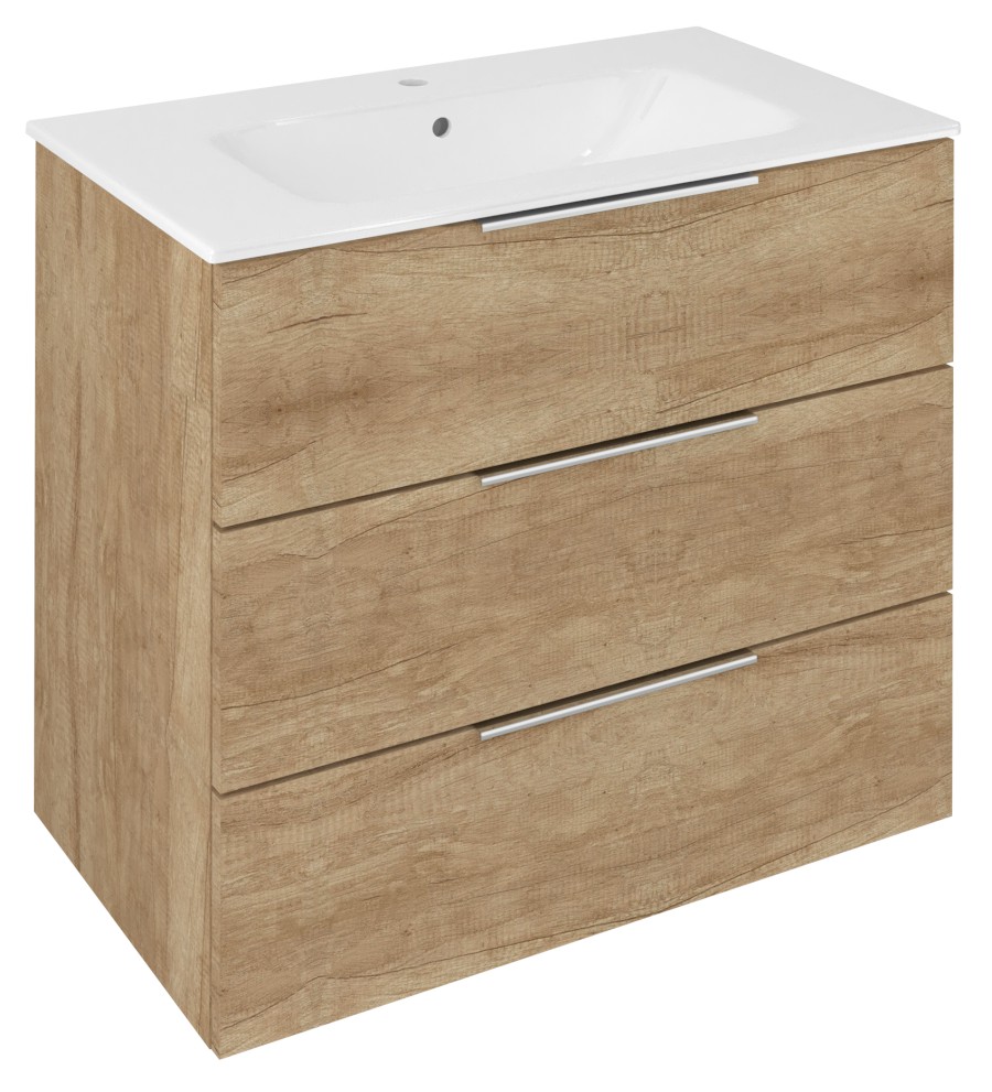 CIRASA umyvadlová skříňka 79,8x75x46cm, 3x zásuvka, dub Alabama CR831-2222