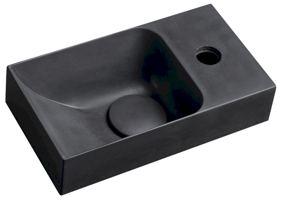 PK30516 (55156) PICCOLINO betonové umývátko 30,8x17cm, baterie vpravo, antracit mat PK30516