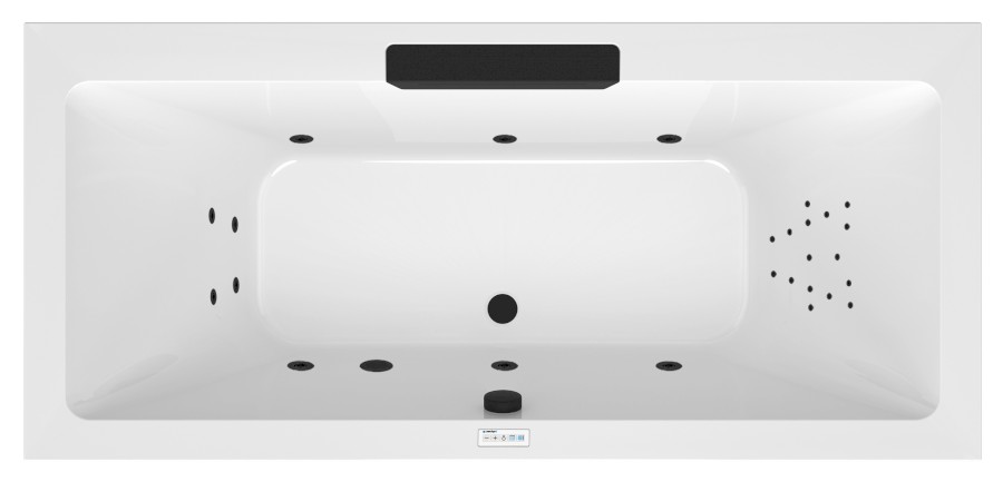 CASCATA hydromasážní vana, 185x85x45cm, kaskáda černá, Highline Hydro, černá 73836.102.5030