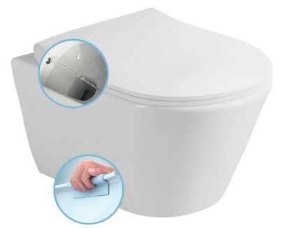 AVVA CLEANWASH závěsná WC mísa, s bidetovou sprškou, Rimless, 35,5x53cm, bílá 100312