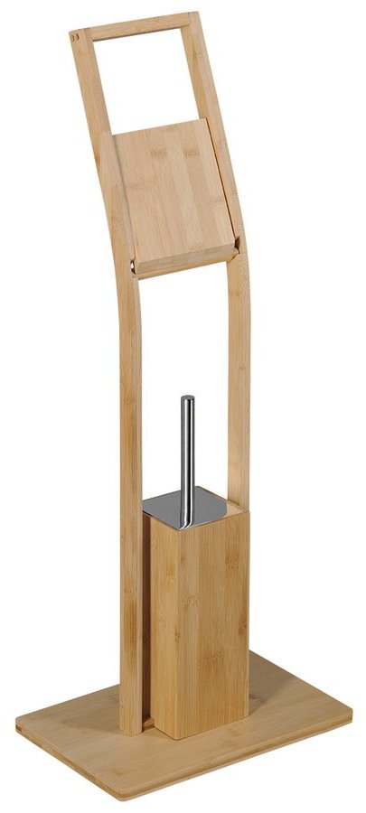 BAMBUS stojan s držákem na toaletní papír a WC štětkou, hranatý, bambus BI026