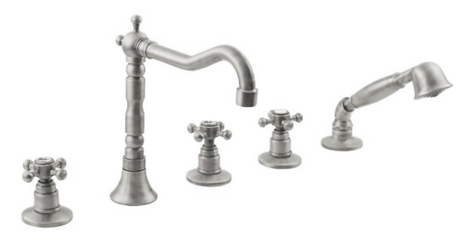 3888 (34763) ANTEA pětiprvková baterie na okraj vany s retro hubicí, nikl 3888