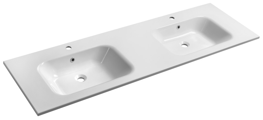 AC161 (52709) ARECA dvojumyvadlo, litý mramor, 161x51,5cm, bílá AC161