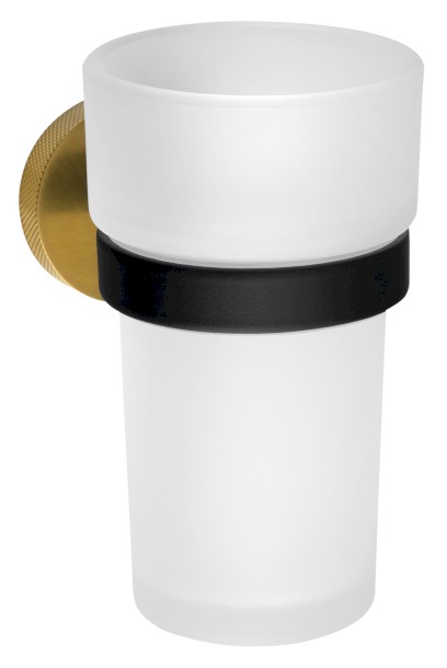 LARISSA sklenka, mléčné sklo, černá/zlato mat WS004BG