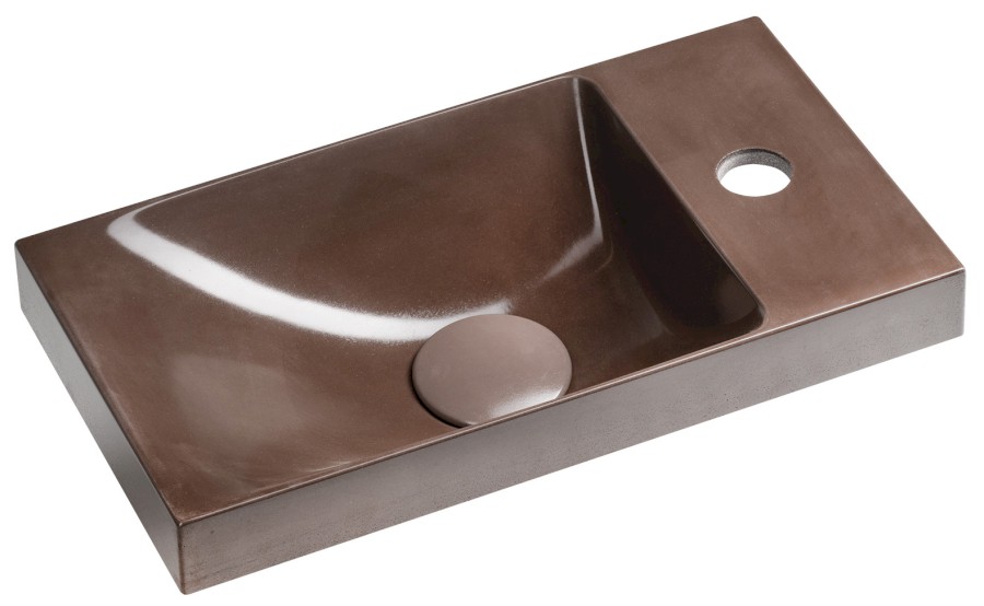 AS40015 (61240) AGOS betonové umývátko 40x22cm, levé/pravé, tmavě hnědá pololesk AS40015