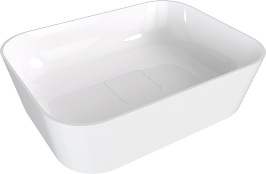 BANERA SQUARE umyvadlo na desku, litý mramor, 50x36cm, bílá 14596