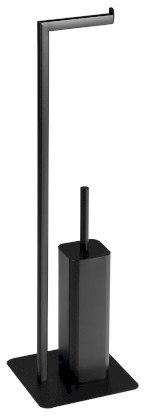 FELIX stojan s držákem na toaletní papír a WC štětkou, hranatý, černá mat 133214