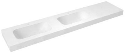 EMICO dvojumyvadlo, Rockstone, 240x50cm, límec L, levé, bílá mat EM240-B2L-L