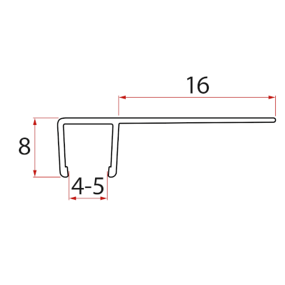 Set svislých těsnění pro sklo 5/5mm, 2000mm (2ks) ND0383