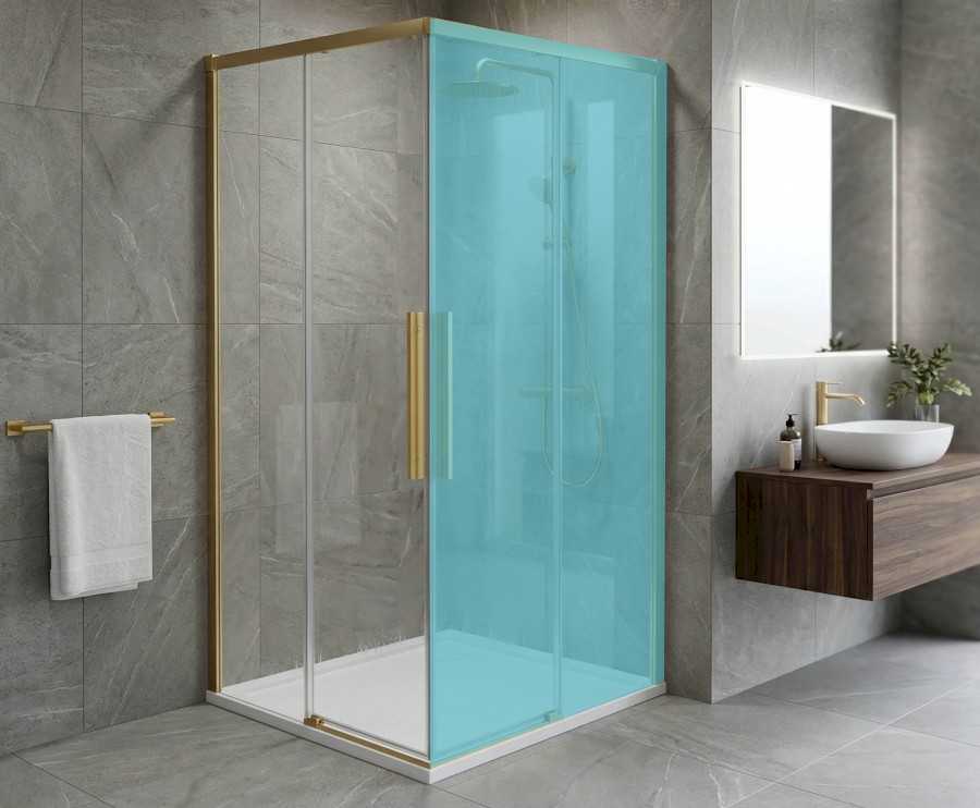 GU2190G (62132) LUXOR GOLD MATT sprchové dveře pro rohový vstup 900mm, čiré sklo GU2190G
