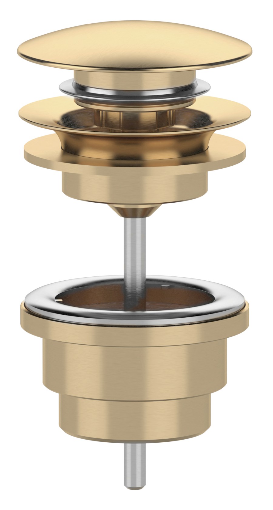 Umyvadlová výpust 5/4“, click-clack, velká zátka, 10-65mm, zlato mat CV100219