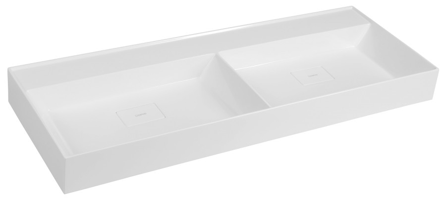 GU119-0 (44926) GODIVA dvojumyvadlo, litý mramor, 119x44cm, bez otvoru, bílá GU119-0