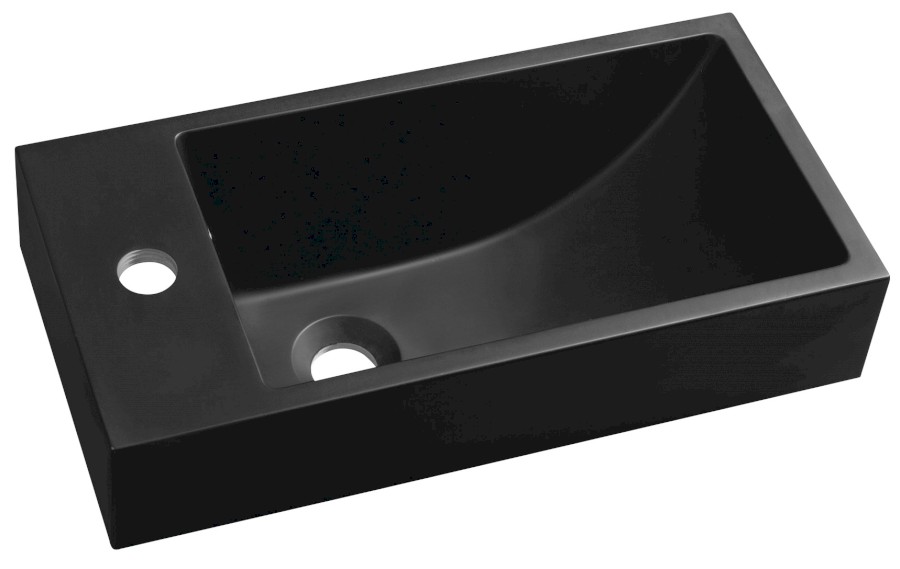 SM012B (52737) ARIANA umývátko, litý mramor, 50x25cm, baterie vlevo, černá mat SM012B