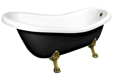 RETRO volně stojící vana 147x69,5x67,5cm, nohy bronz, černá/bílá 85366