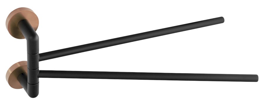 WS021BC (60583) LARISSA dvojitý držák ručníků otočný 350mm, černá/měď mat WS021BC