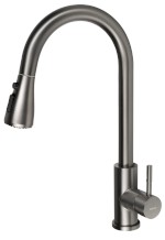 1106-30GM (59083) MIKELA stojánková dřezová baterie s výsuvnou sprškou, gun metal 1106-30GM