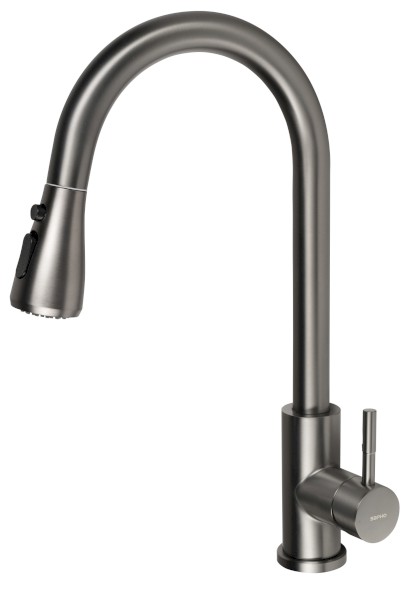 MIKELA stojánková dřezová baterie s výsuvnou sprškou, gun metal 1106-30GM