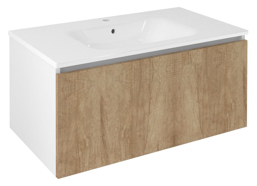 LOREA umyvadlová skříňka 90x44x51,2cm, 1x zásuvka, dub alabama/bílá mat LE090-2231